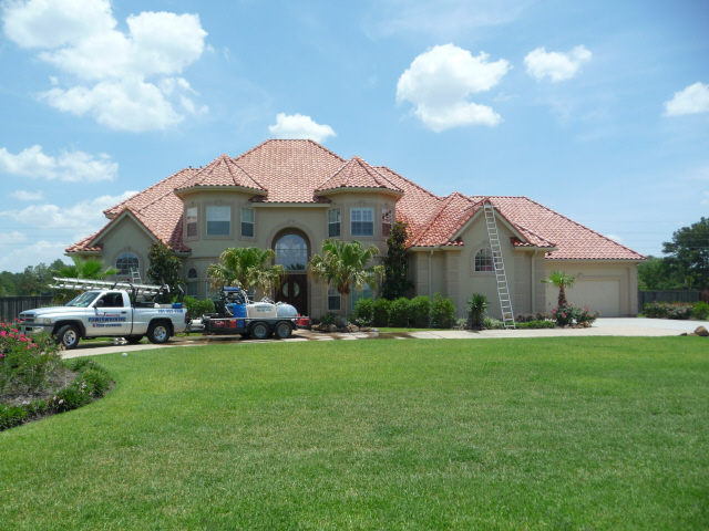 Tile Roof in Katy Texas cleaned by Katy Memorial Roof Cleaning and Power Washing on June 1st 2011