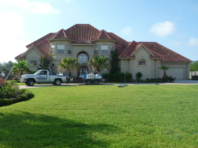 Tile Roof in Katy Texas cleaned by Katy Memorial Roof Cleaning and Power Washing on June 1st 2011