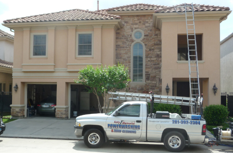 Barrel tile roof cleaning Houston TX by Katy Memorial Roof Cleaning & Power Washing.