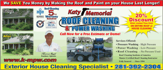 coupon roof cleaning Houston Tx or house power washing Houston Texas